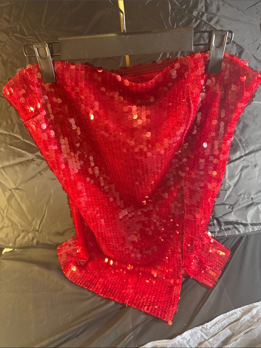 Red Sequin Strapless Women’s Top